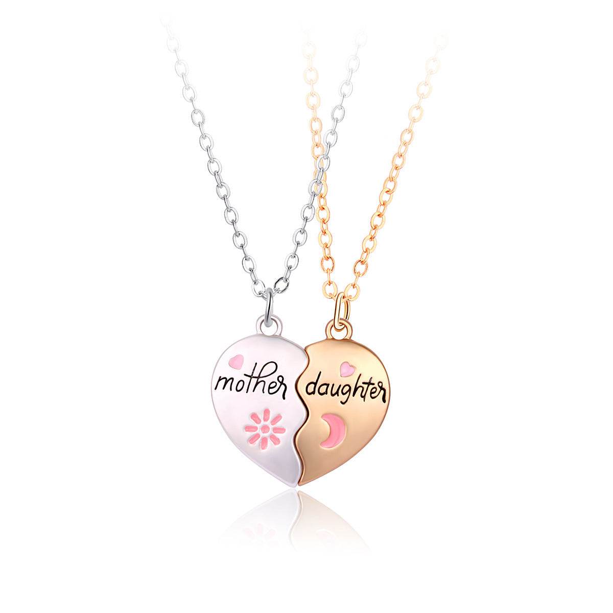 2PCS Set Jewelry Mother Daughter Necklace Matching Heart Magnetic Pendant Fashion Gifts For Mother's Day - terrifictrend