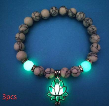 Energy Luminous Lotus Natural Stone Bracelet Yoga Healing Luminous Glow In The Dark Charm Beads Bracelet For Men Women Prayer Buddhism - terrifictrend