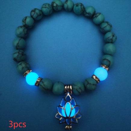 Energy Luminous Lotus Natural Stone Bracelet Yoga Healing Luminous Glow In The Dark Charm Beads Bracelet For Men Women Prayer Buddhism - terrifictrend