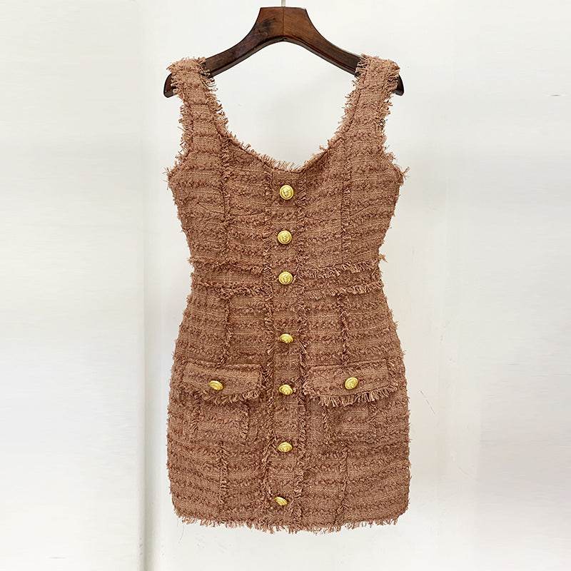 Women's Fashion Personalized Tweed Sling Dress - terrifictrend