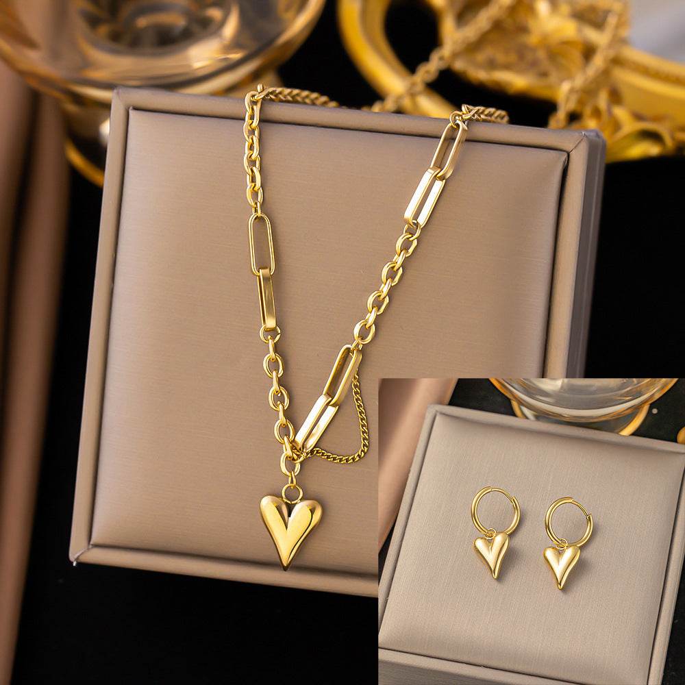 Stainless Steel Necklace Earrings Women's Jewelry Suit - terrifictrend
