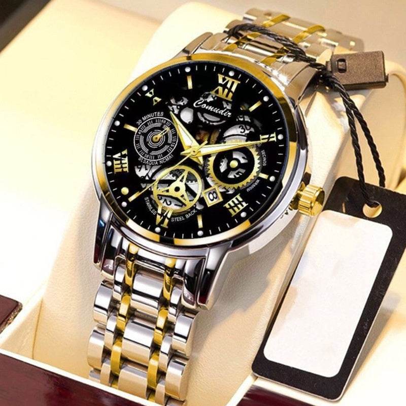 Fashion Jewelry Hollow Men's Watch Men's Waterproof Luminous Calendar - terrifictrend