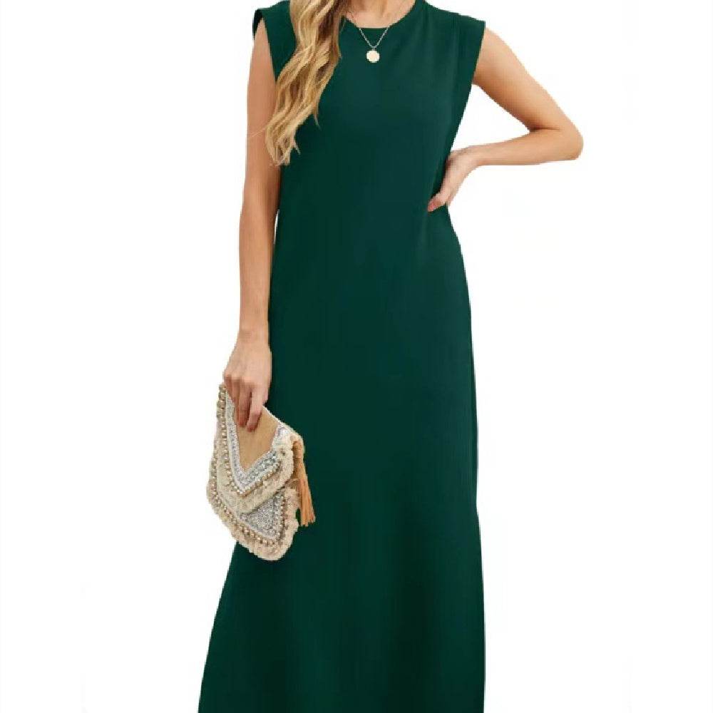 Summer Sleeveless Slit Dress With Pockets Casual Loose Long Dresses For Womens Clothing - terrifictrend