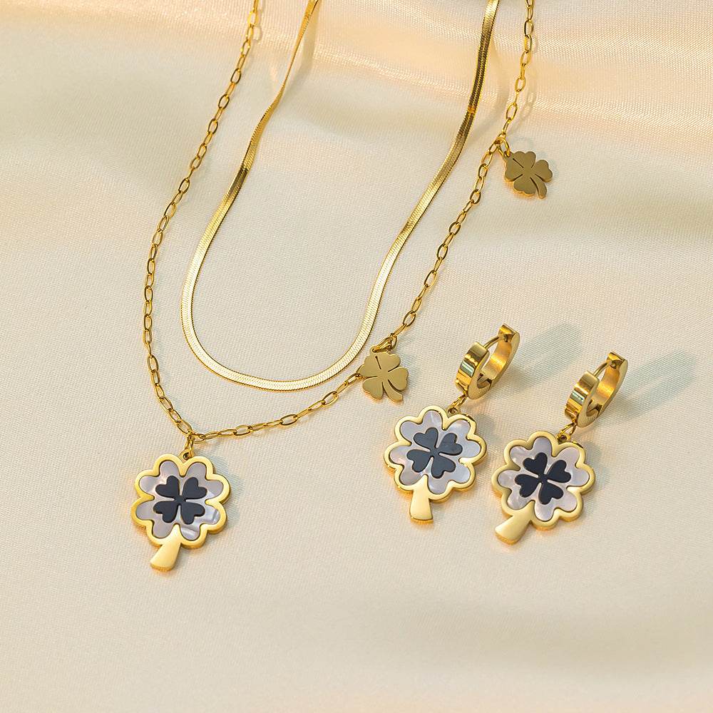 Stainless Steel Necklace Earrings Women's Jewelry Suit - terrifictrend