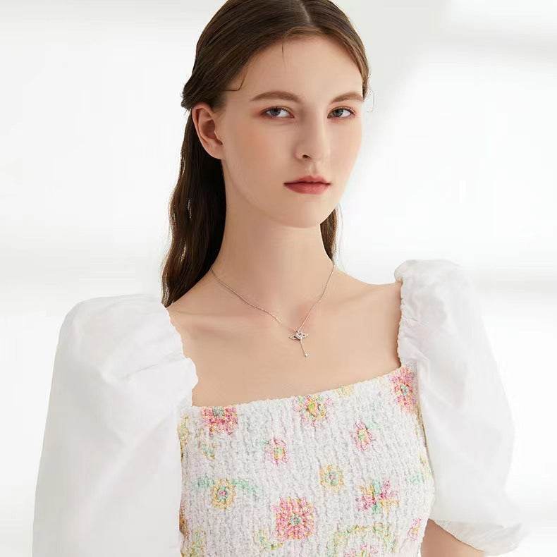 Moving Cupid Heart Angel Wings Tassel Necklace With Crystal Clavicle Chain Women Jewelry Gift Valentine's Day - terrifictrend