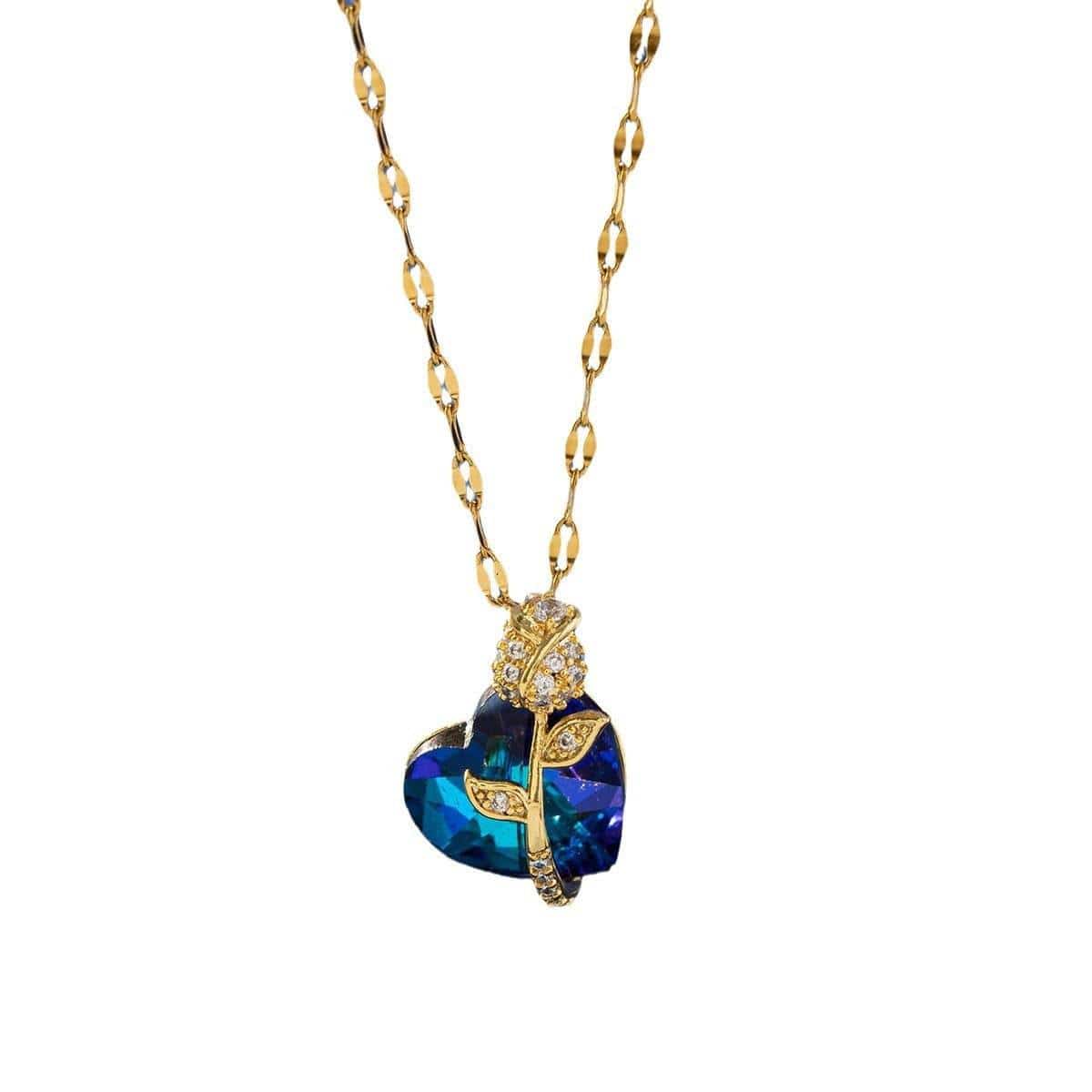 Women's Fashion Sapphire Heart Pendant Necklace - terrifictrend