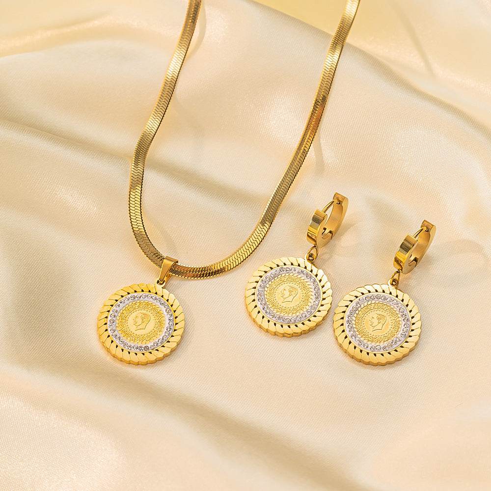 Stainless Steel Necklace Earrings Women's Jewelry Suit - terrifictrend