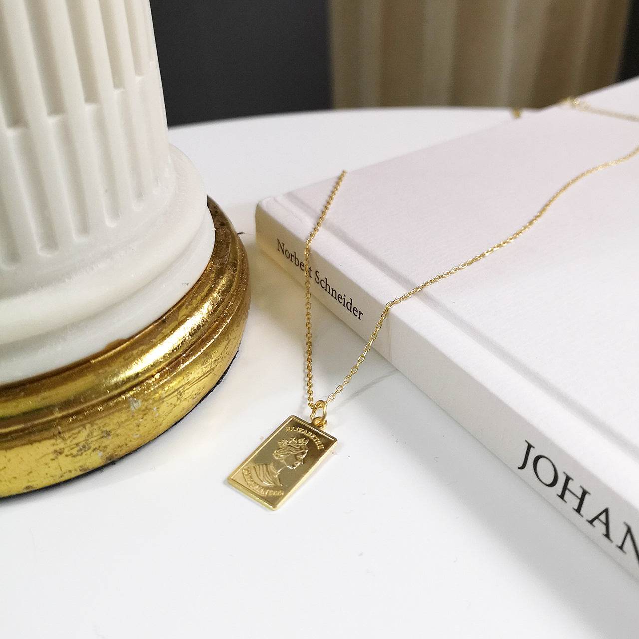 925 Sterling Silver Gold Square Pendant Necklace - terrifictrend