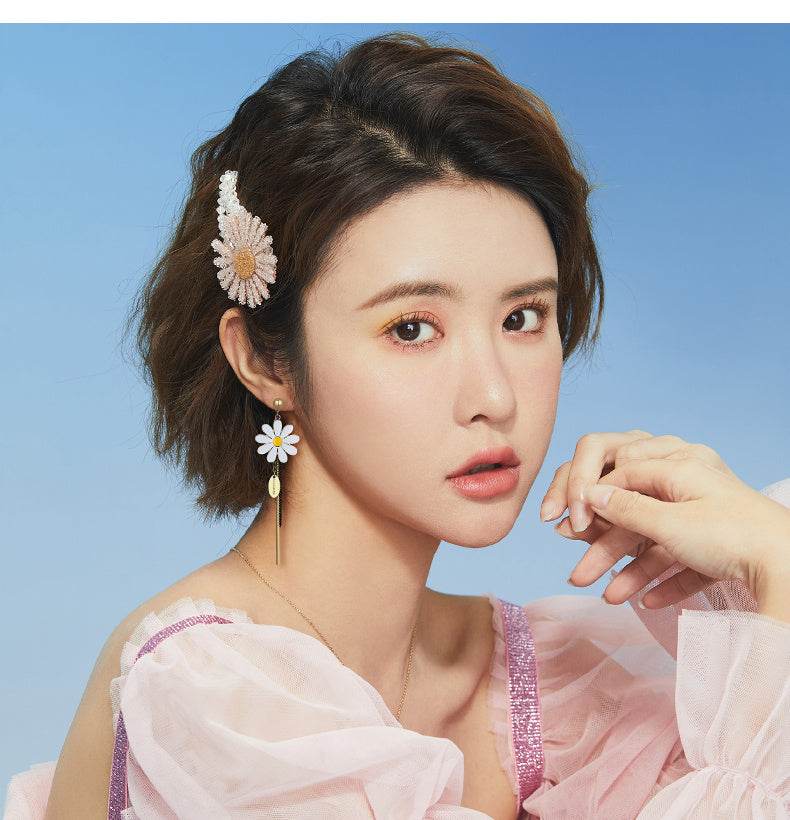 Long Tassel Asymmetric Flower Earrings - terrifictrend