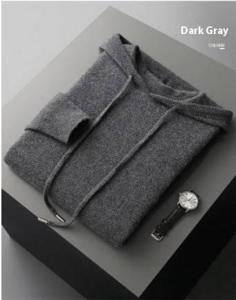 Men's Solid Color Casual Hooded Knitted Sweatshirt Long Pants Set - terrifictrend