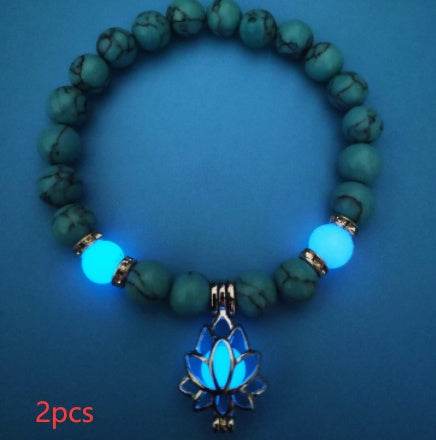 Energy Luminous Lotus Natural Stone Bracelet Yoga Healing Luminous Glow In The Dark Charm Beads Bracelet For Men Women Prayer Buddhism - terrifictrend