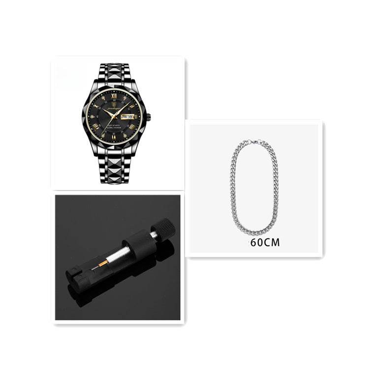 Men's Waterproof Double Calendar Luminous Quartz Watch - terrifictrend