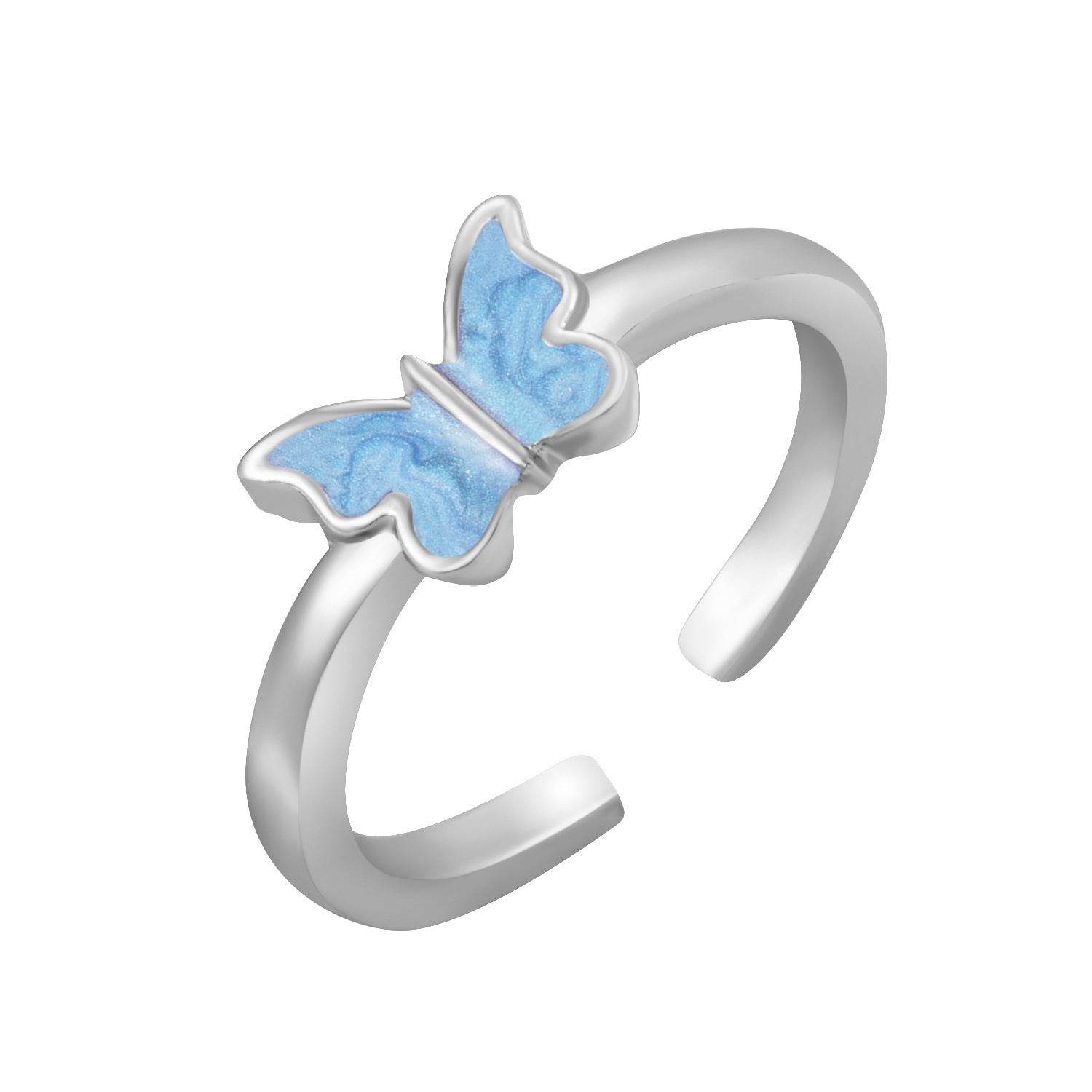 Hot Selling Creative Personality Butterfly 2-Piece Set Ins Same Punk Style Couple Ring - terrifictrend