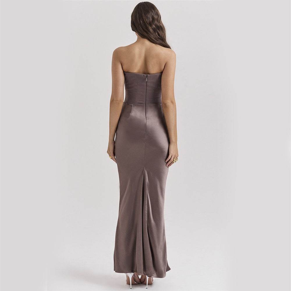 Slim Tube Top Long Dress Sexy Fashion Bandeau Backless Party Evening Dresses For Women Clothing - terrifictrend