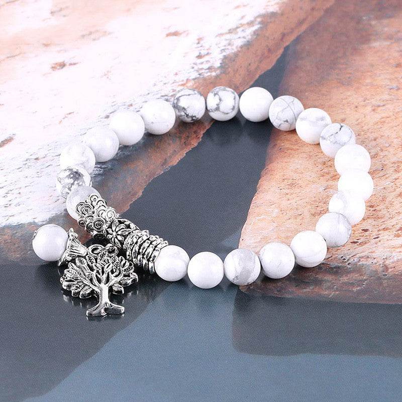 Vintage Frosted White Pine Bead Bracelet - terrifictrend