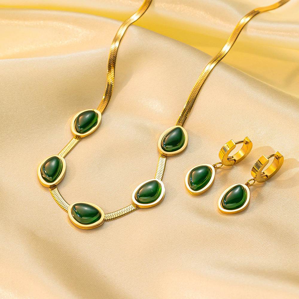 Stainless Steel Necklace Earrings Women's Jewelry Suit - terrifictrend