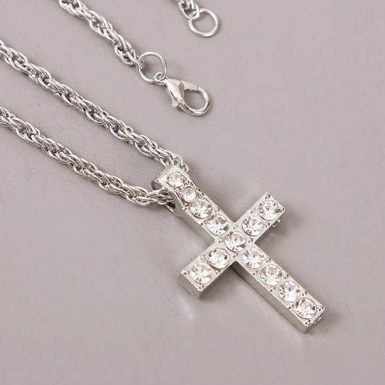 Cross Pendant Necklaces For Women Men Punk Hiphop Rope Chain On Neck Rapper Jewelry - terrifictrend