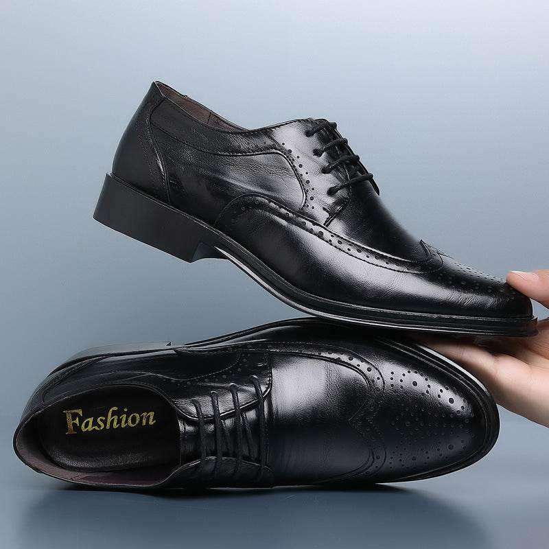 Block Carved Casual Leather Shoes For Men - terrifictrend