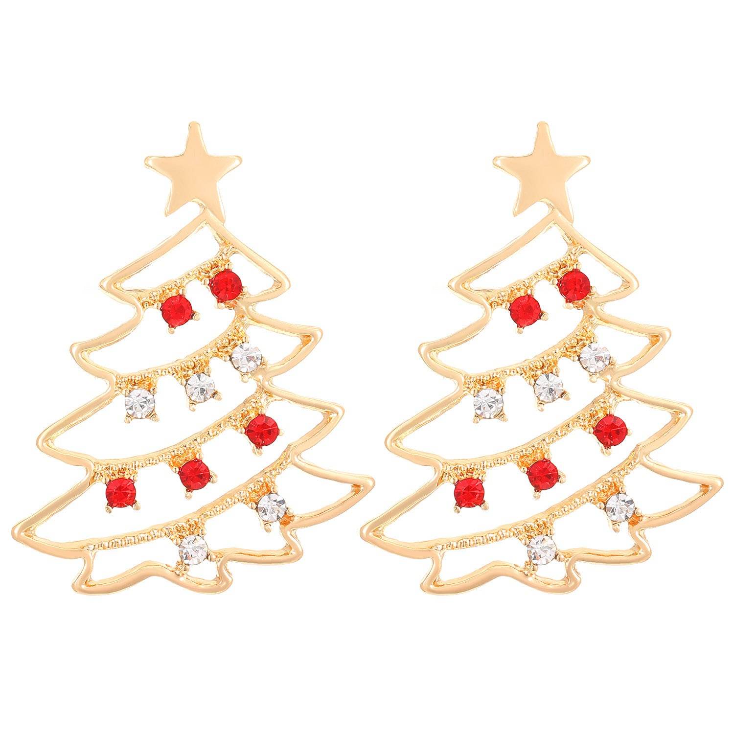 Christmas Earrings With Christmas Tree Colorful Zircon Christmas Tree Earrings For Women Personality Earrings Party Jewelry Christmas Gift - terrifictrend