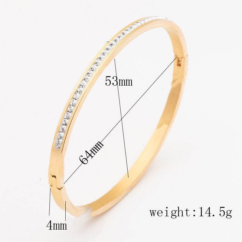 Single Row Stainless Steel Bracelet With Diamond Opening - terrifictrend