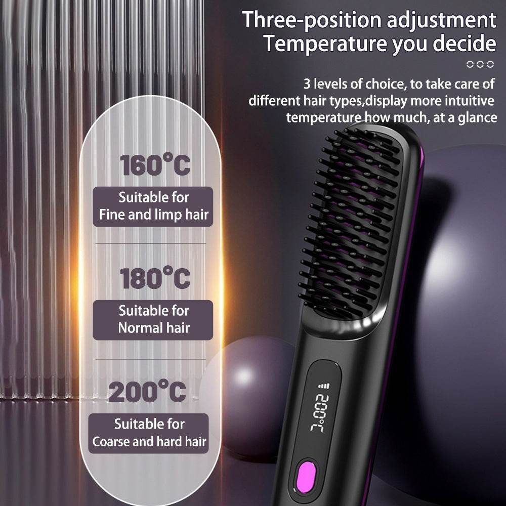 "2-in-1 Wireless Hair Straightener Comb" - terrifictrend