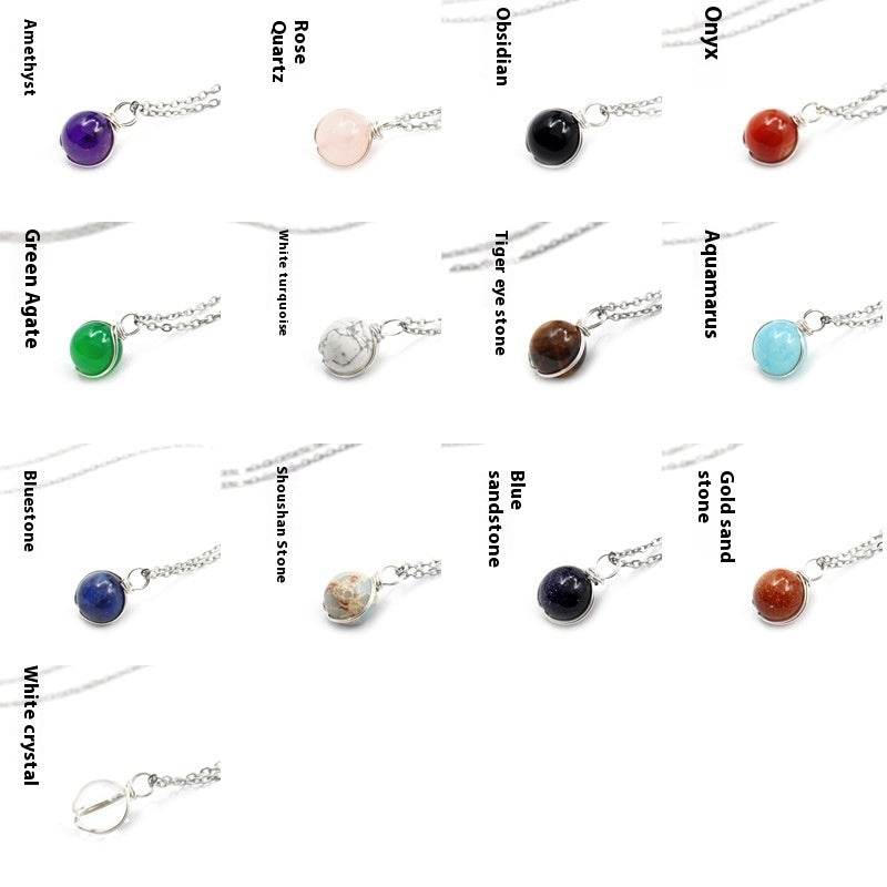 Winding Pendant Natural Crystal Red Agate Necklace Glass Ball Pendant Necklace Women Jewelry Gift - terrifictrend