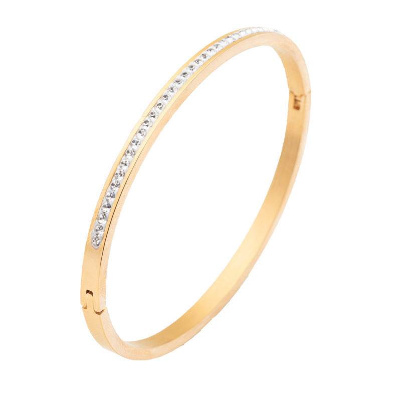 Single Row Stainless Steel Bracelet With Diamond Opening - terrifictrend