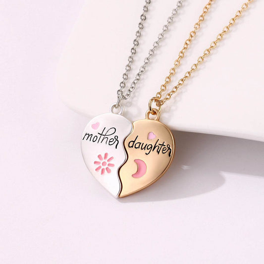 2PCS Set Jewelry Mother Daughter Necklace Matching Heart Magnetic Pendant Fashion Gifts For Mother's Day - terrifictrend