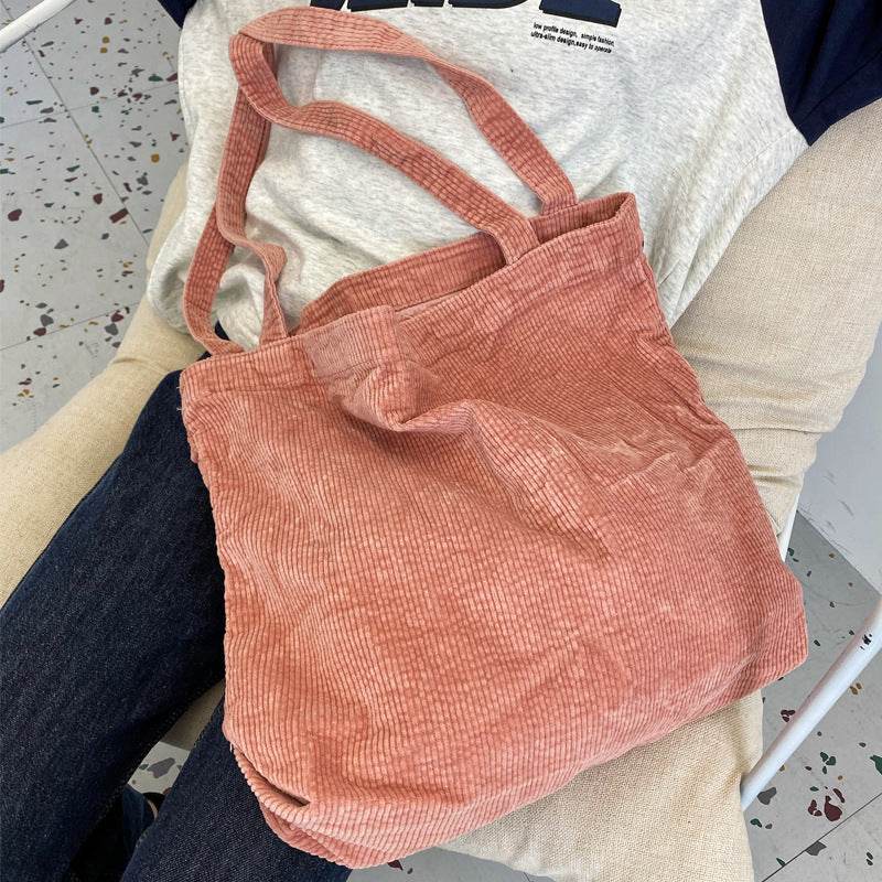 Washed Corduroy Handbag Simple Retro One Shoulder Women's Bag - terrifictrend