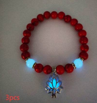Energy Luminous Lotus Natural Stone Bracelet Yoga Healing Luminous Glow In The Dark Charm Beads Bracelet For Men Women Prayer Buddhism - terrifictrend