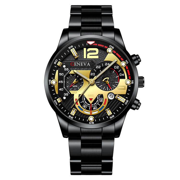 2pcs Men's New Popular Steel Strip Fashion Business Three Eye Quartz Watch Bracelet Set Valentine's Day Gifts - terrifictrend
