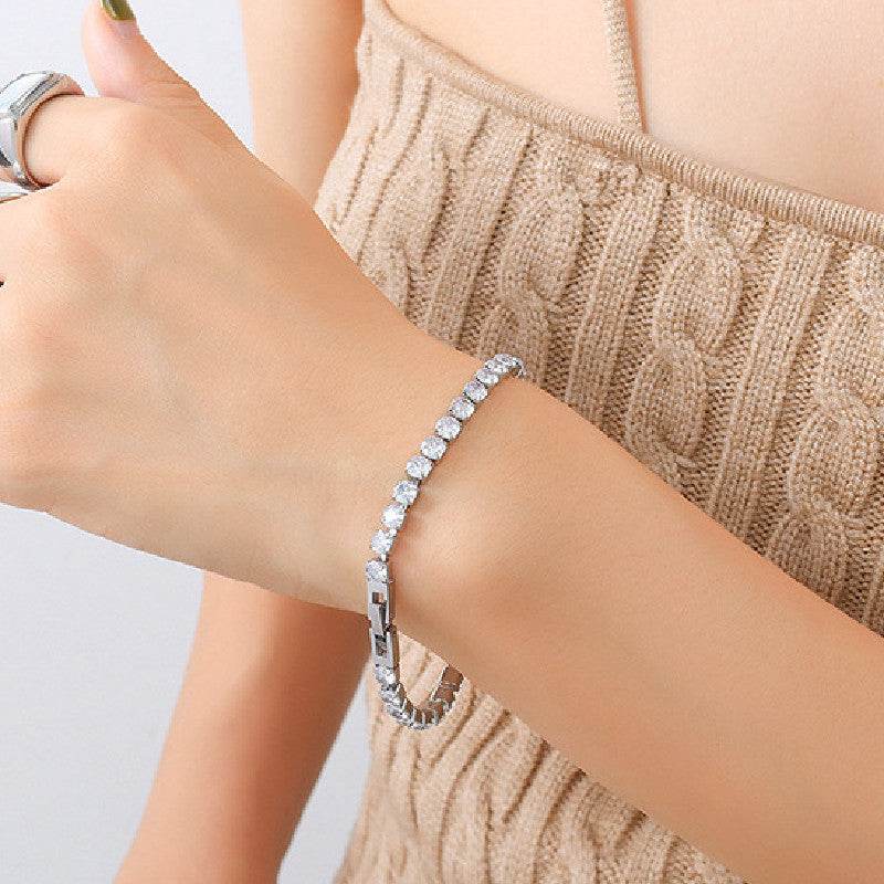 Women's Fashion And Fully-jewelled Zircon Bracelet Bling Chain Bracelet For Girl Titanium Steel Cubic Chain Jewelry Exquisite Gift - terrifictrend