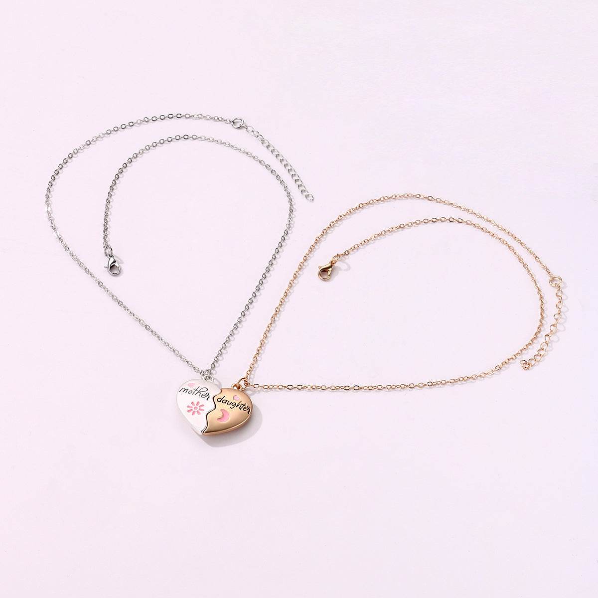 2PCS Set Jewelry Mother Daughter Necklace Matching Heart Magnetic Pendant Fashion Gifts For Mother's Day - terrifictrend