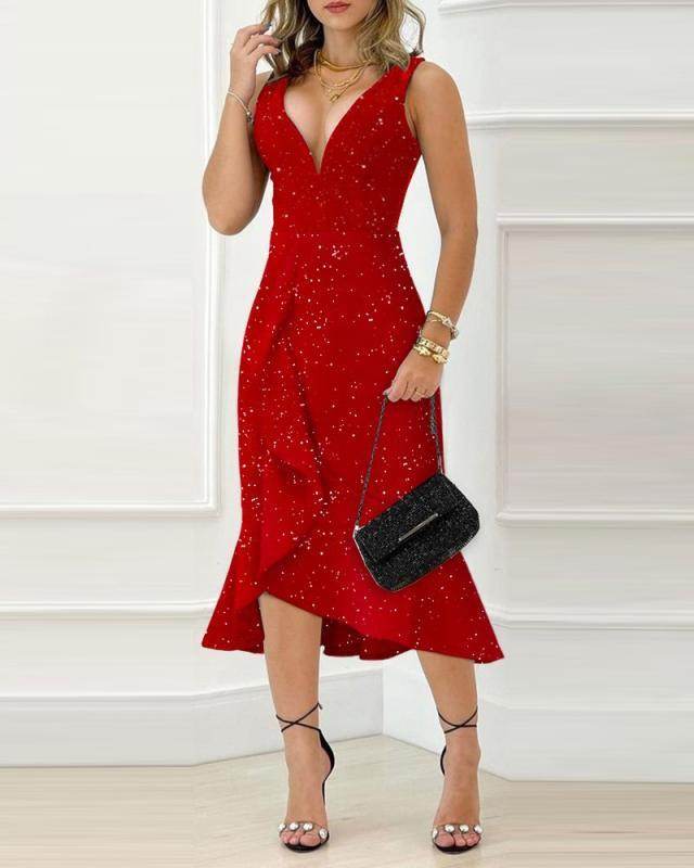 Women's Mid-length Backless Waist Trimming Dress - terrifictrend