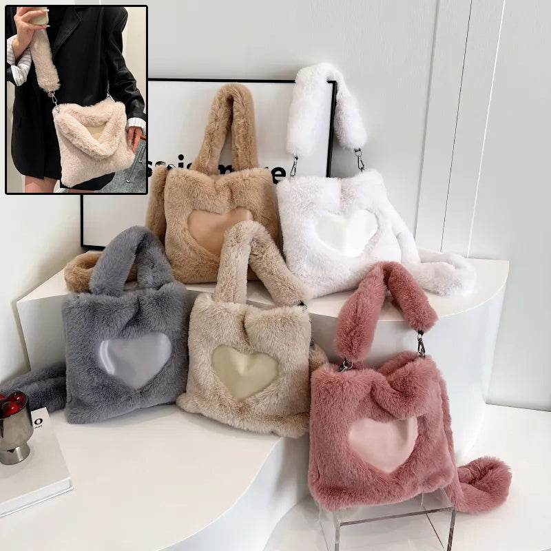 Women Fluffy Shoulder Bag Top-handle Bag Female Autumn Winter Handbag Plush Tote Girls Fashion Shopping Bags Handbags For Women - terrifictrend
