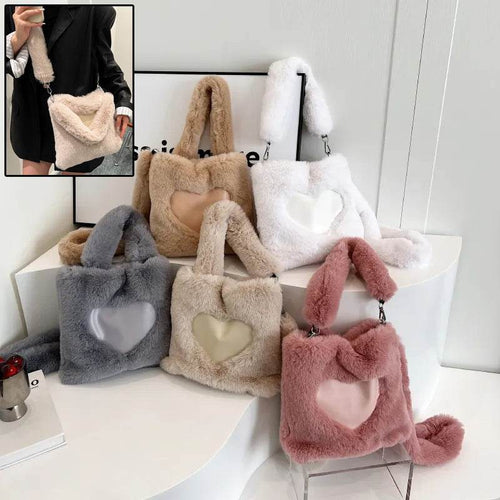 Women Fluffy Shoulder Bag Top-handle Bag Female Autumn Winter Handbag Plush Tote Girls Fashion Shopping Bags Handbags For Women - terrifictrend