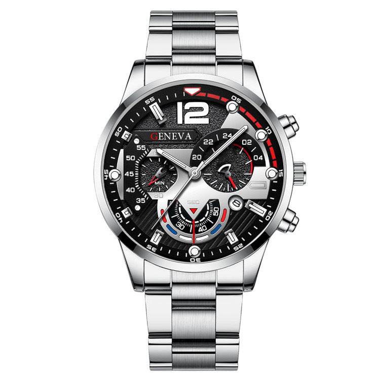2pcs Men's New Popular Steel Strip Fashion Business Three Eye Quartz Watch Bracelet Set Valentine's Day Gifts - terrifictrend