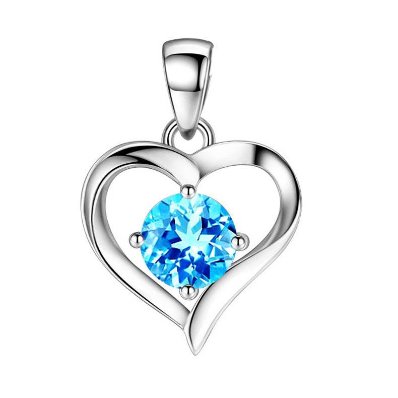 S999 Sterling Silver Necklace Women's Heart-shaped Pendant - terrifictrend