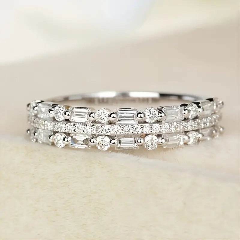 Multilayer Ring Three-layer Fine Circle Line Setting For Women Full Finger Rings Jewelry Gifts - terrifictrend