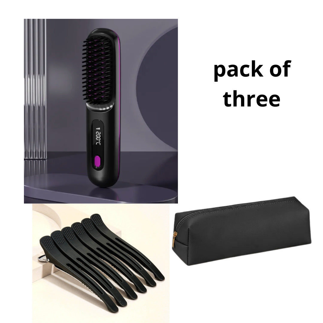 "2-in-1 Wireless Hair Straightener Comb"