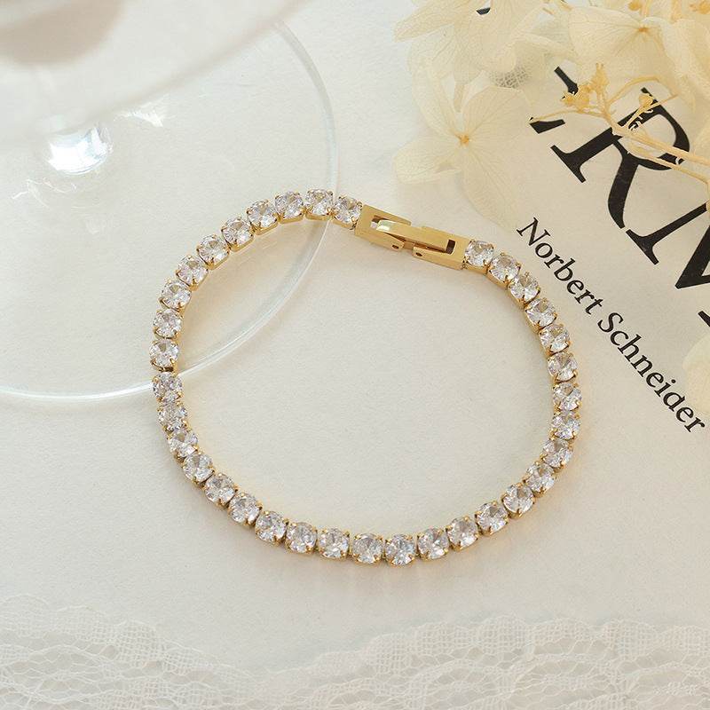 Women's Fashion And Fully-jewelled Zircon Bracelet Bling Chain Bracelet For Girl Titanium Steel Cubic Chain Jewelry Exquisite Gift - terrifictrend