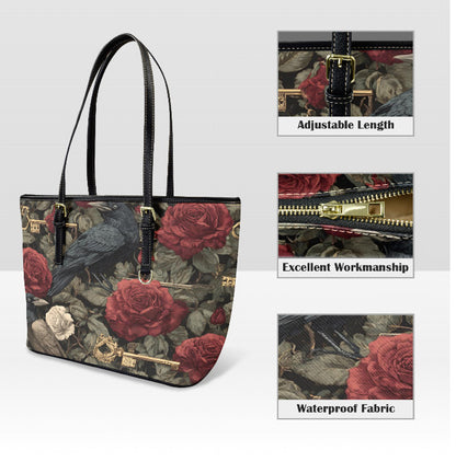 Custom Tote Hand Shoulder Bag 12 X 15 Gothic Victorian Crow Burgundy Roses NEW Terrifictrend