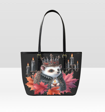 Custom Tote Hand Shoulder Bag 12 X 15 Fall Halloween Gothic Hedgehog  Leaves Terrifictrend