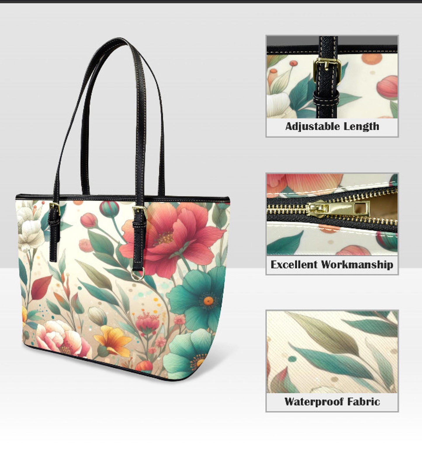 Custom Tote Hand Shoulder Bag 12 X 15 Spring Elegant Mixed Flowers Floral NEW Terrifictrend