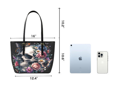 Custom Tote Hand Shoulder Bag 12 X 15 Gothic Floral Butterfly Rose Skull Gift Terrifictrend