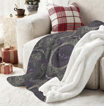 Sherpa Fleece Blanket 40" x 50" Home Decor Throw Victorian Gothic Purple Bats Terrific Trend