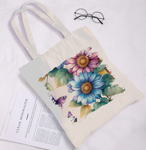 Spring Blue Violet Flowers Floral Art Print Shoulder Tote Bag 15"x15" NEW TerrificTrend