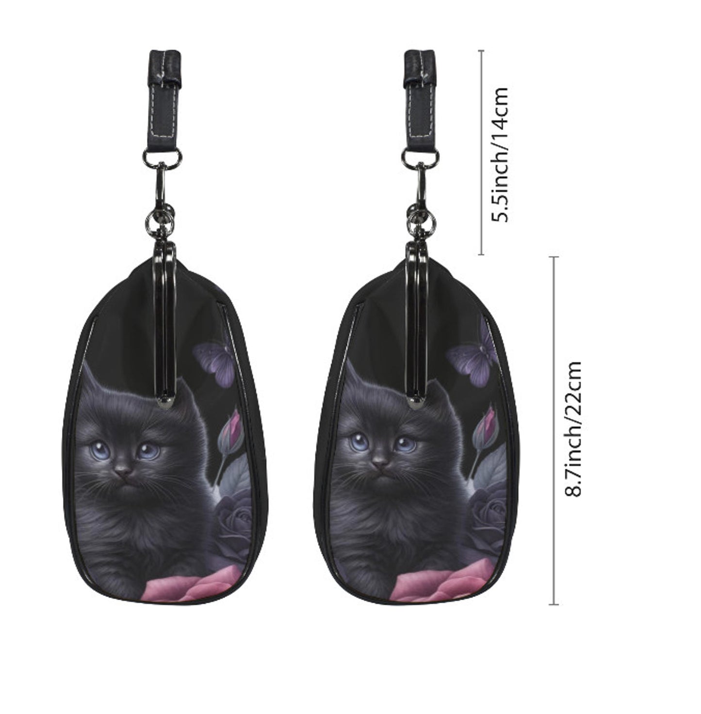 Victorian Gothic Black Kitten Rose Spring Colors Shoulder Cross Body Bag Satchel Kisslock