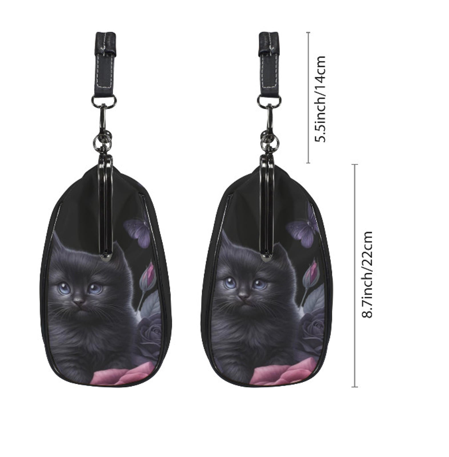 Victorian Gothic Black Kitten Rose Spring Colors Shoulder Cross Body Bag Satchel Kisslock