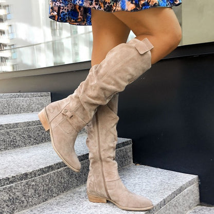 Low Heel Side Zipper High Top Women Boots Cj